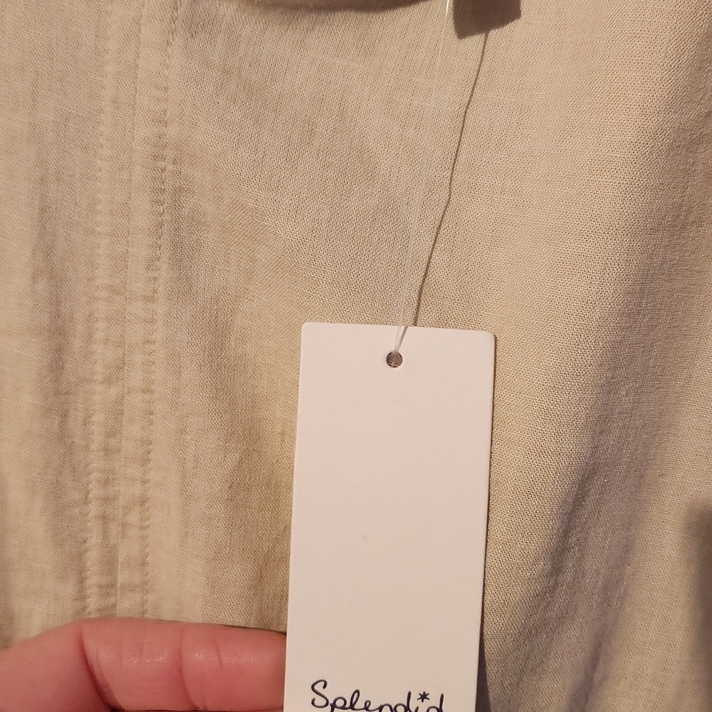 Splendid linen jumpsuit size XL color oatmeal pit to pit 21 in. Inseam 26 1/2 in - Picture 12 of 15